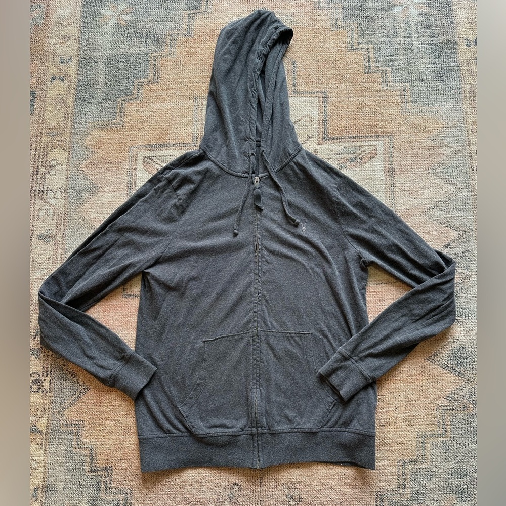 All Saints Charcoal Gray Men's Zip up Hooded jacket